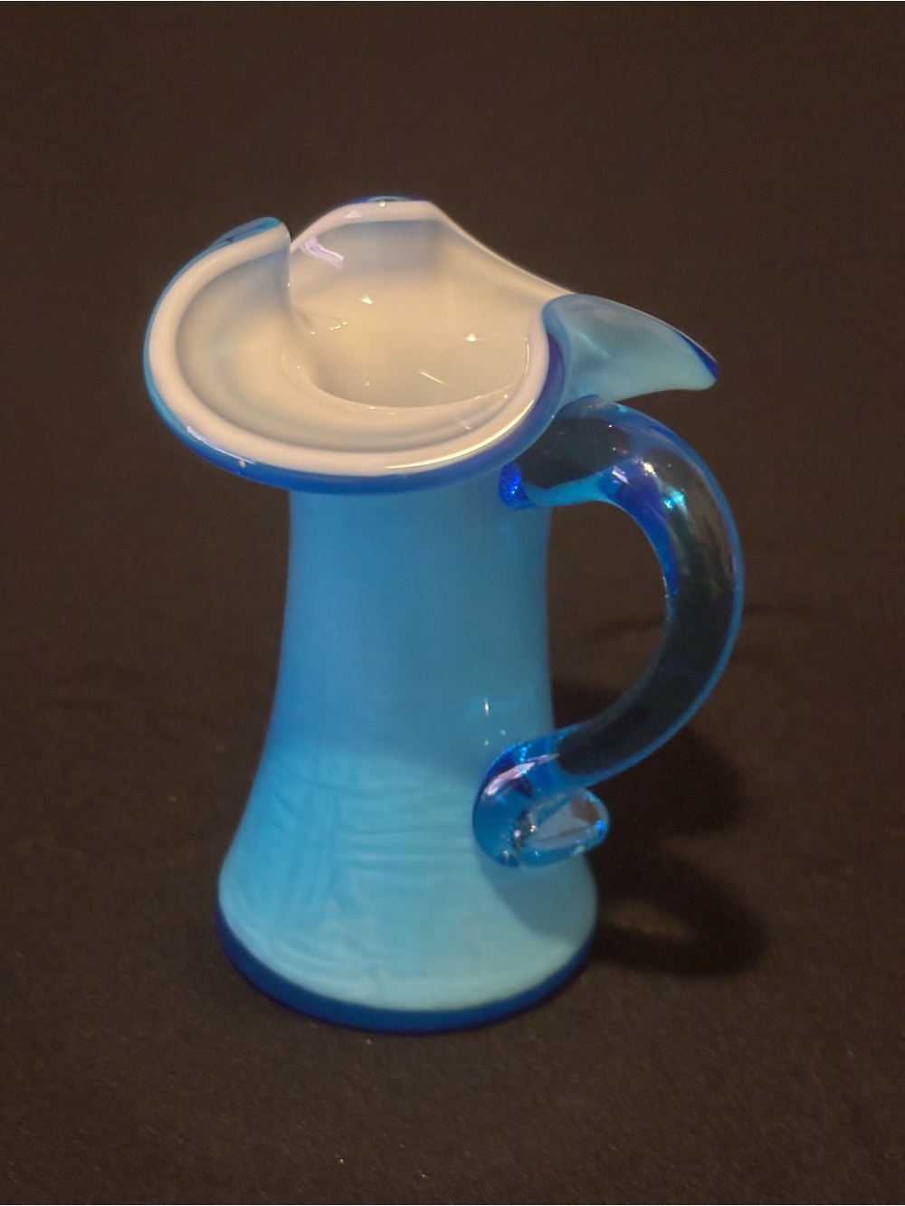 Small Blue Glass Pitcher - Picture 3 of 13